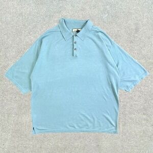 Tommy‎ Bahama Polo Shirt Men's Size 2XL Silk Blend Blue Beach Casual